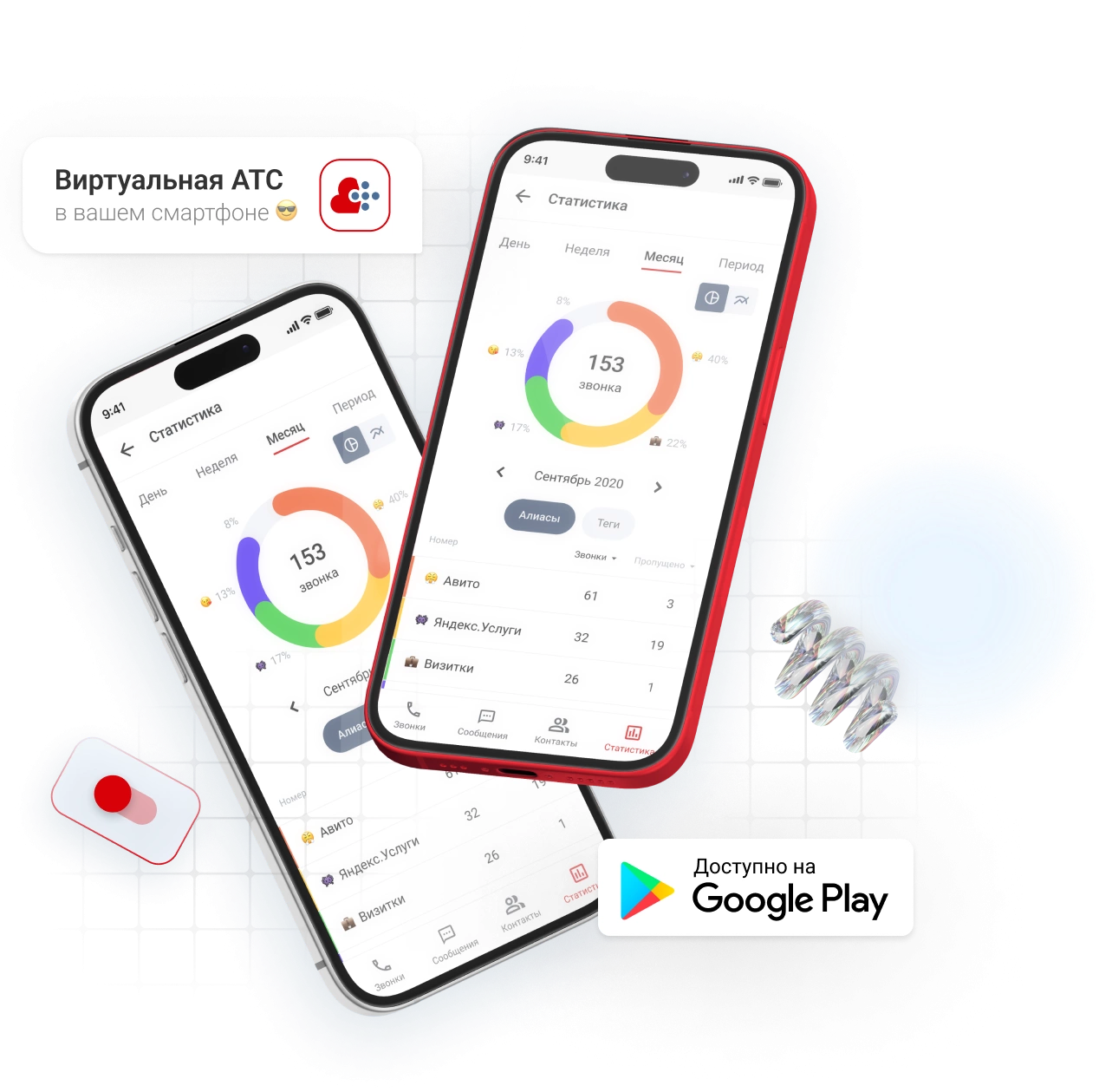 Все необходимые функции телефонии доступны в мобильном приложении