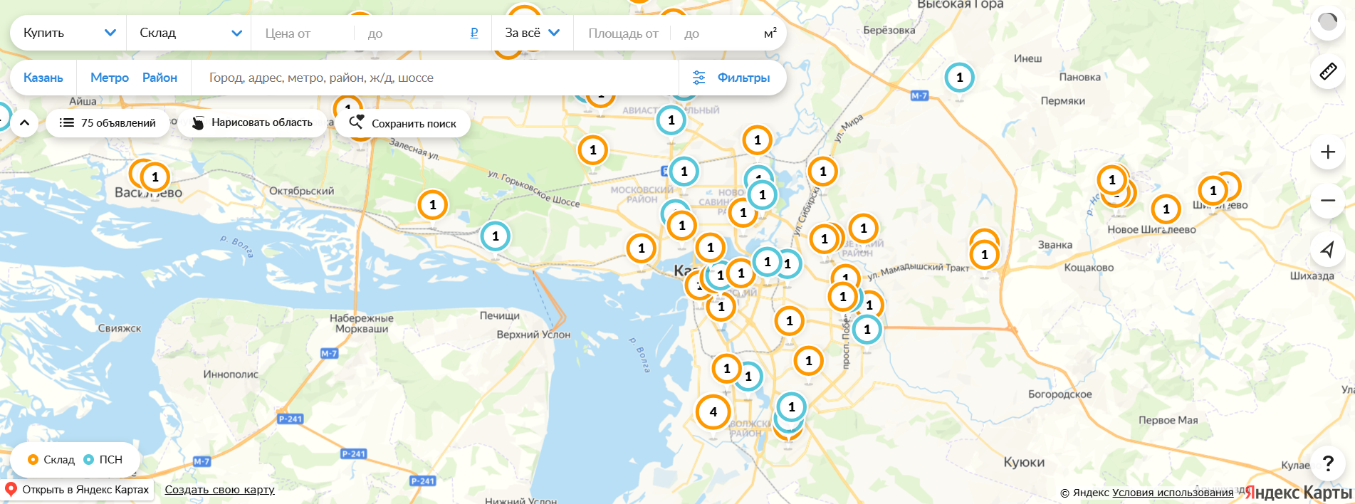 Объявления о продаже складов и помещений свободного назначения (ПСН) в Казани
